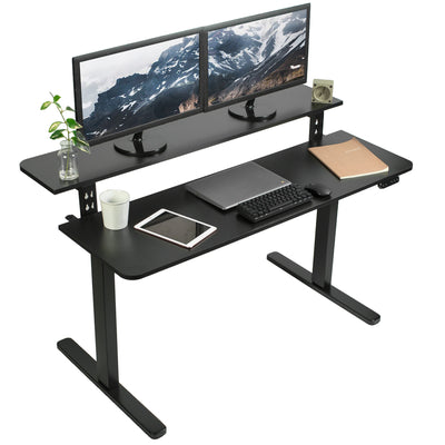  Two-tier split top height adjustable workstation desk.