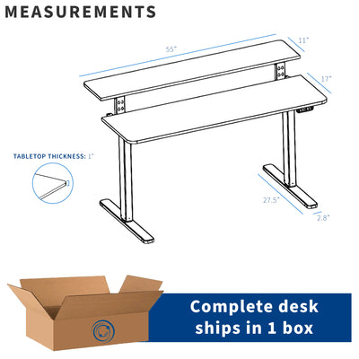  Desk ships in one box with minimal assembly required.