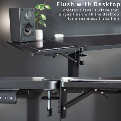 Clamp-on 24 x 12 inch (14 Including Clamps) Desk Extender, Foldable Keyboard Tray, Table Mount for Sit Stand Desks