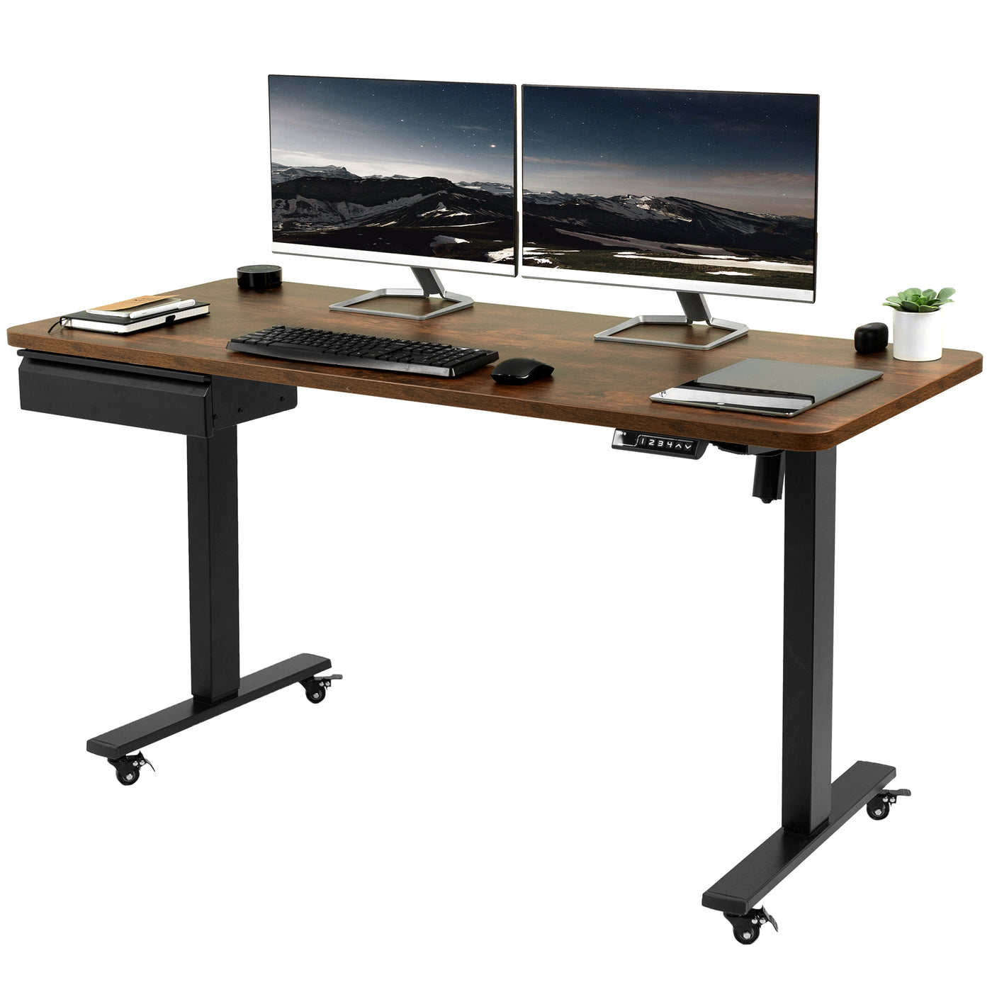 Rustic 60" x 24" Electric Desk with Drawer Accessory Kit