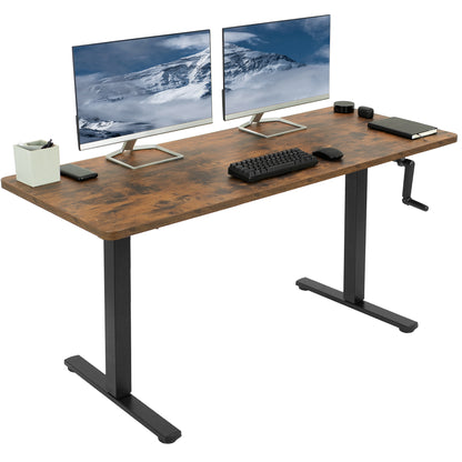 Rustic Manual Height Adjustable Desk