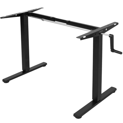 Black manual adjustment sit-to-stand desk frame.
