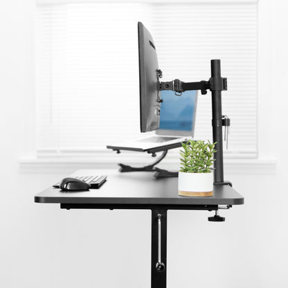 Side view of the modern black desk.