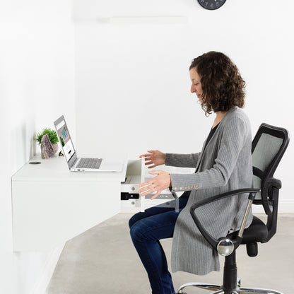 Sturdy wall mount desk with drawer.