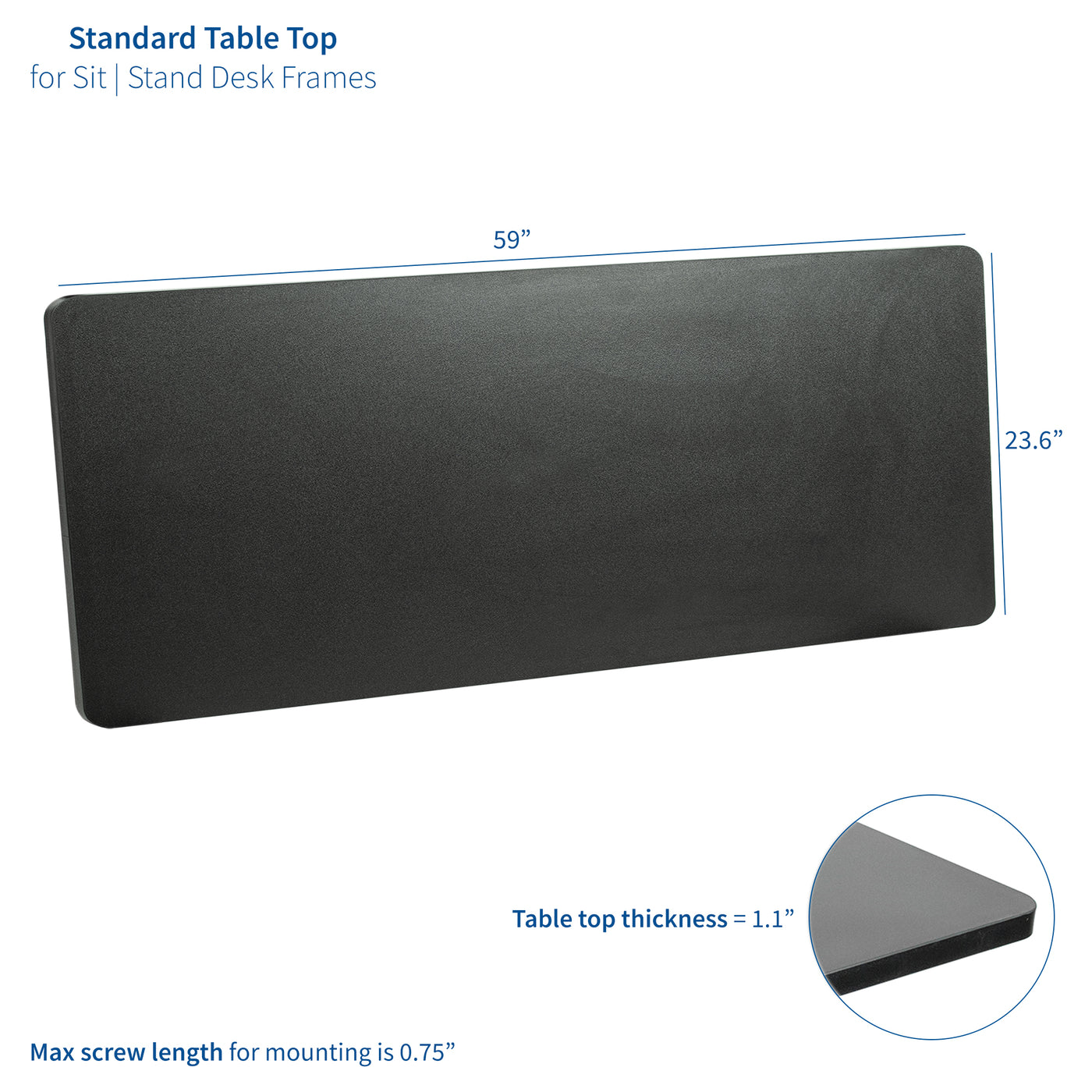 One inch thick modern black table top.