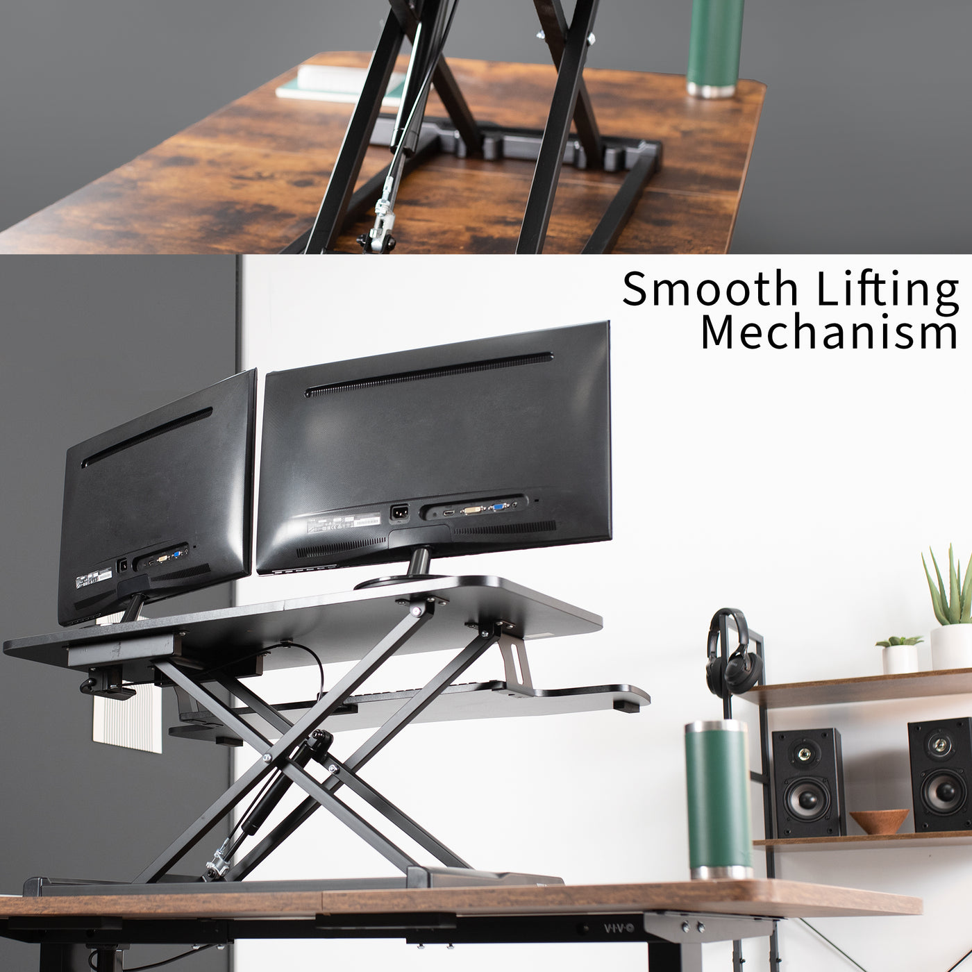 Smooth lifting mechanism to easily adjust from sitting to standing.