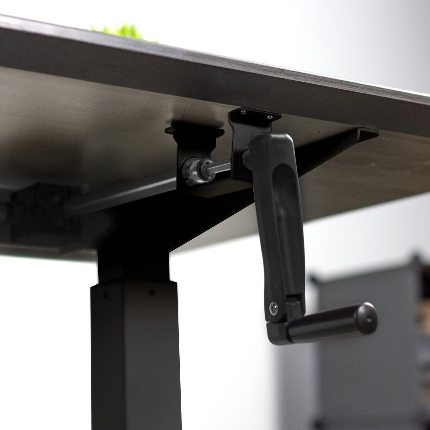 Black Manual Height Adjustable Stand Up Desk Frame Crank System