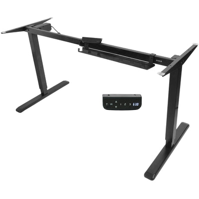 Black electric sit-to-desk frame from VIVO.
