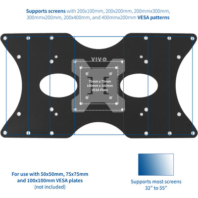 Outline of all of the specific dimensions and patterns that fit to this attachable plate.