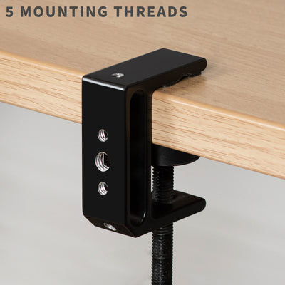 Heavy-duty desk mount attachment with five mounting threads.