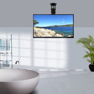 TV mounted in a spa for a professional, convenient, and clean appeal.