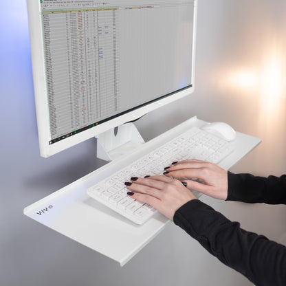 Sturdy ergonomic white VESA keyboard tray.