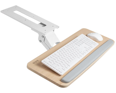 Ergonomic under desk keyboard tray mount with comfortable tilting angles for typing at your office desk.