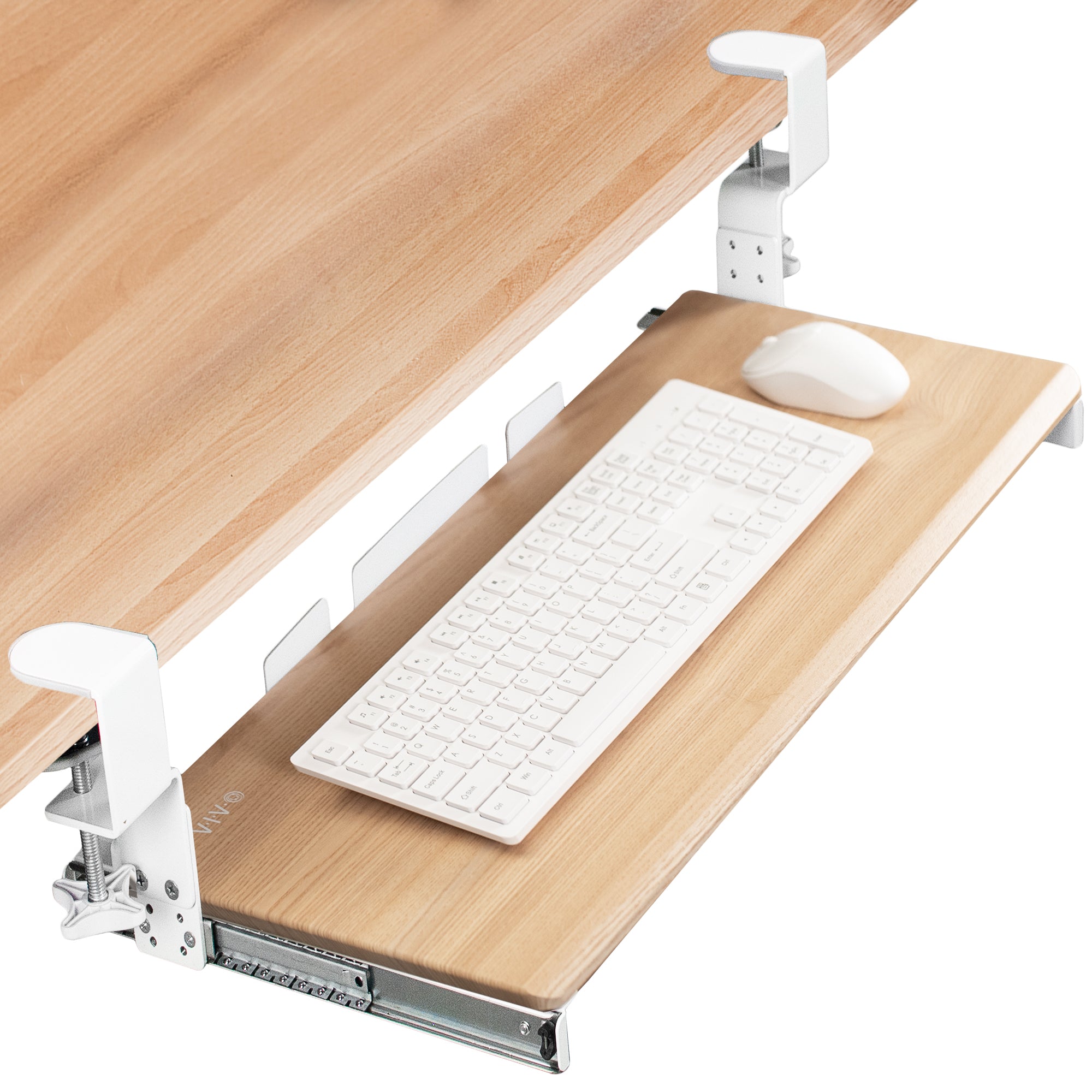 Ergonomic convenient clamp-on pullout keyboard tray.