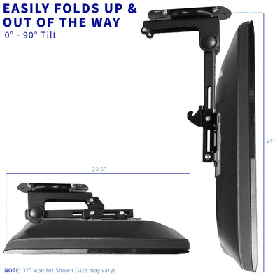 Sturdy flip down ceiling mount for TVs and monitors.