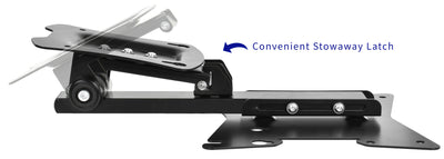 Convenient stowaway latch when moving the monitor or TV out of the way.