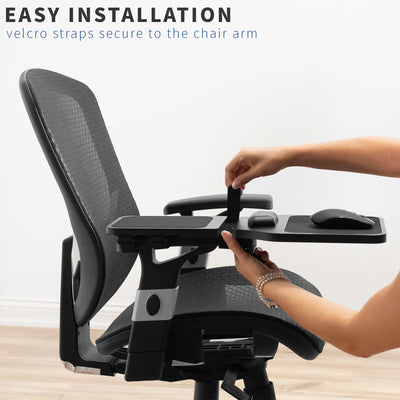 Easy installation of length adjustable armrest mousepad.