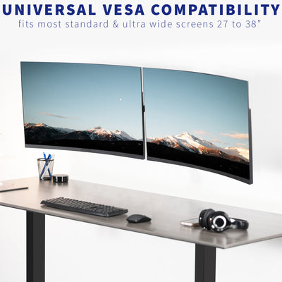 Universal VESA compatibility supporting curved monitors.