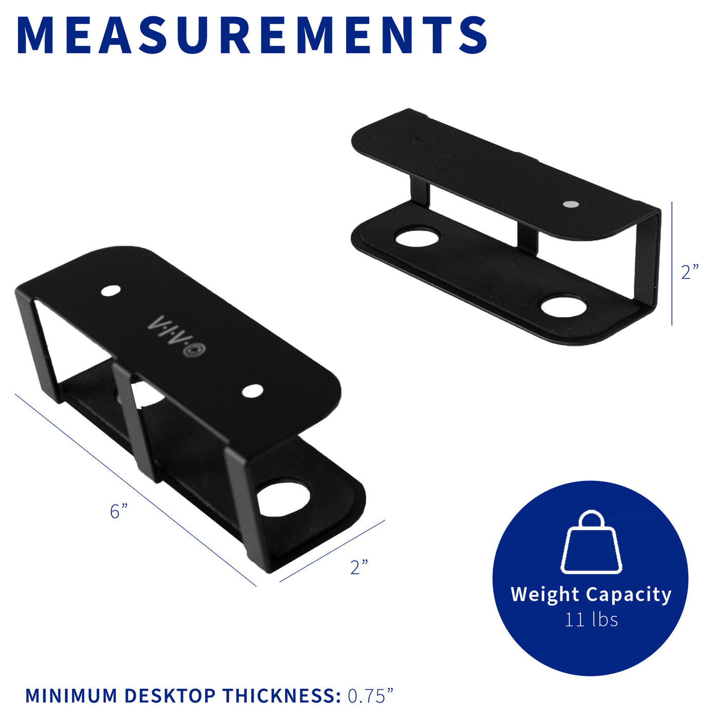 Measurements and compatibility of under-desk laptop mount.