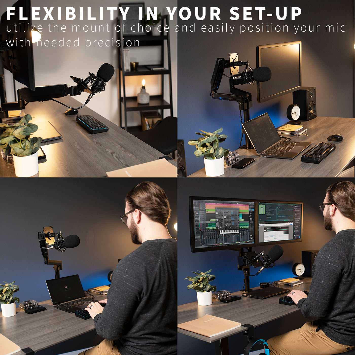 Flexible convenient desktop workstation microphone mount VESA adapter kit.