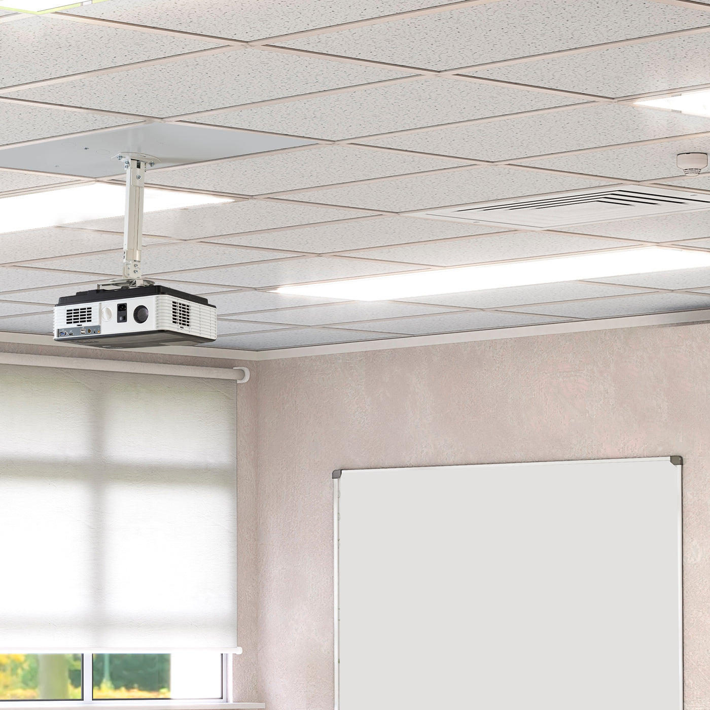 Universal White 2x2 ft Drop Ceiling Height Adjustable Projector Mount