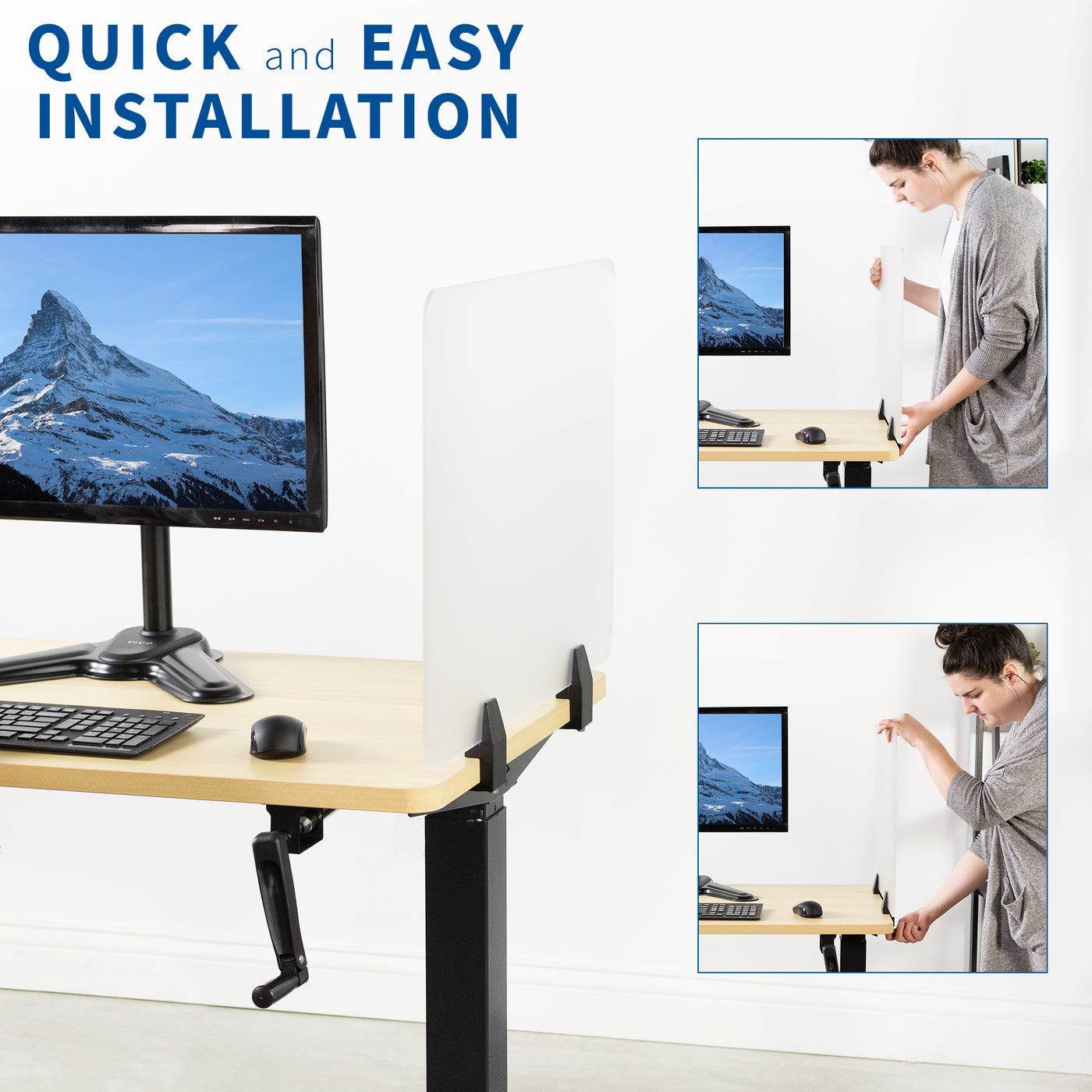 Frosted Clamp-on Desk Privacy Panels quick and easy installation