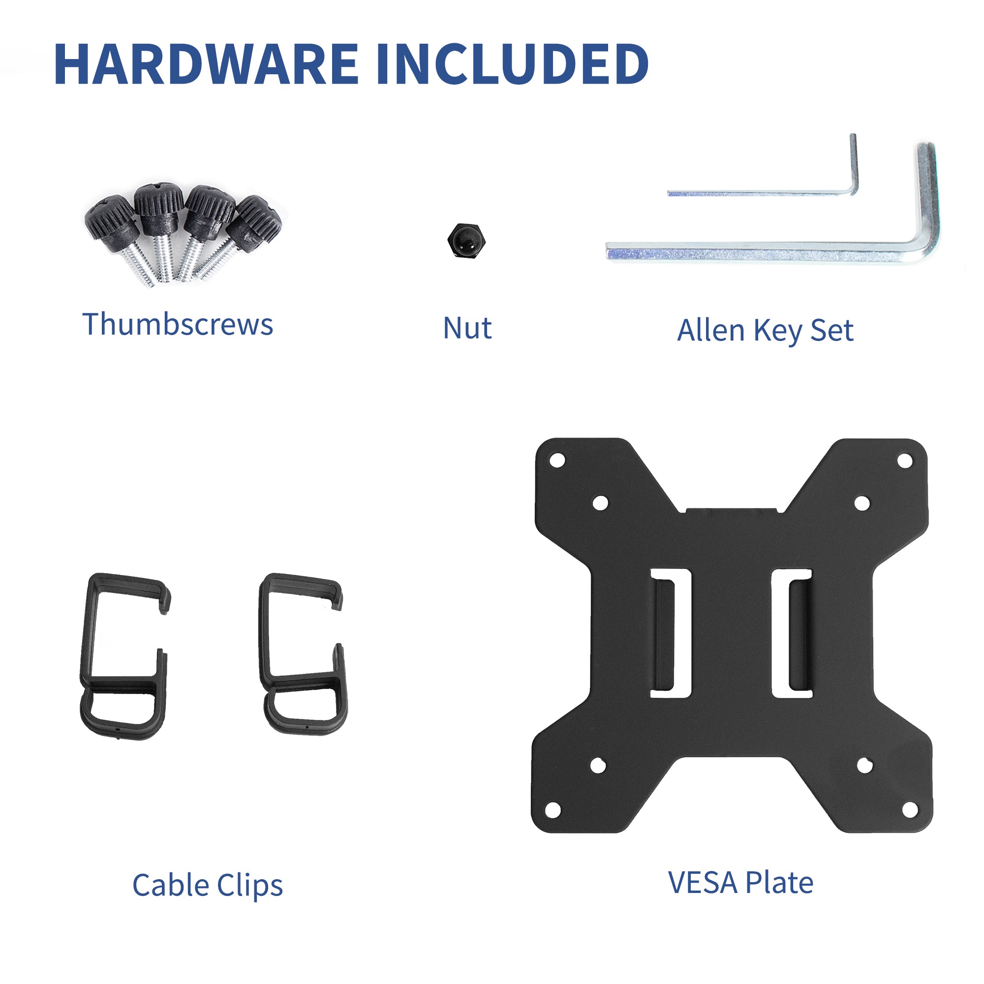 Monitor mount with standard compatible VESA face plate to attach your monitor.