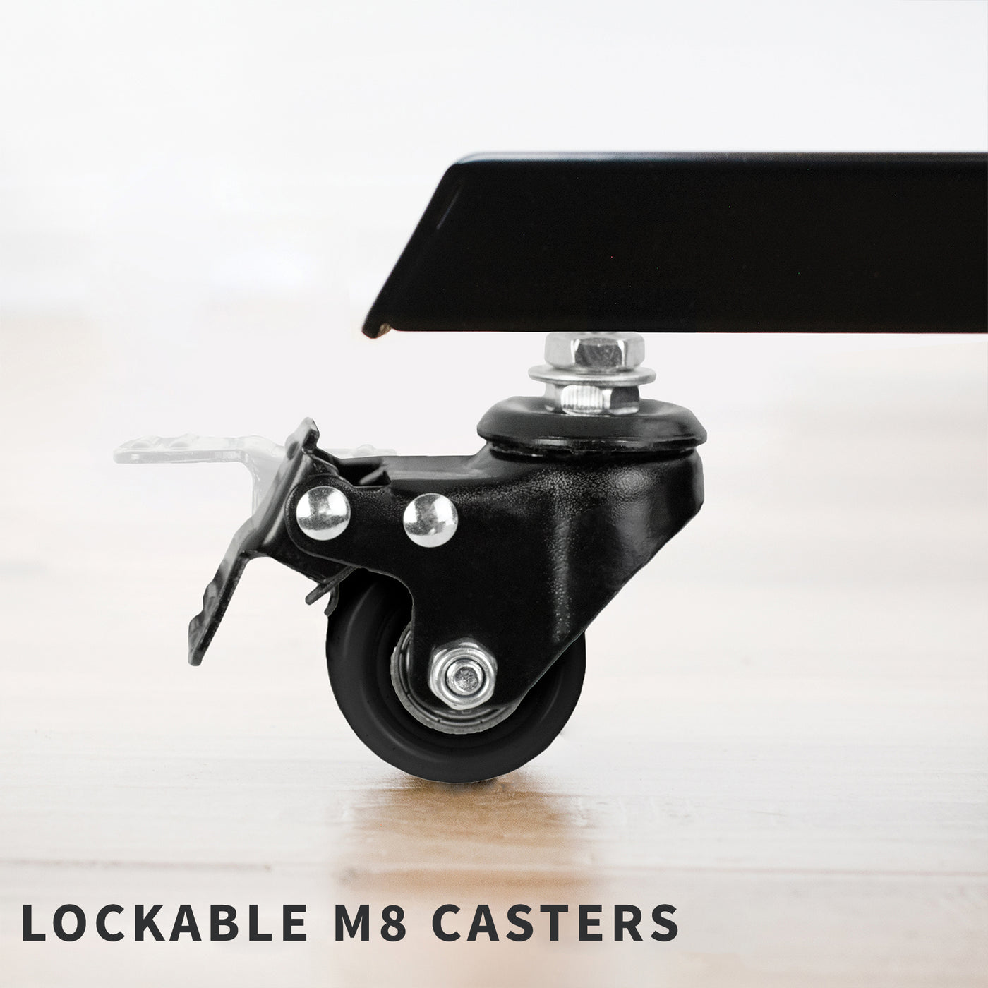 Set of caster wheels added to the bottom of an active workstation.