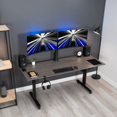 Black Electric Dual Monitor Arms