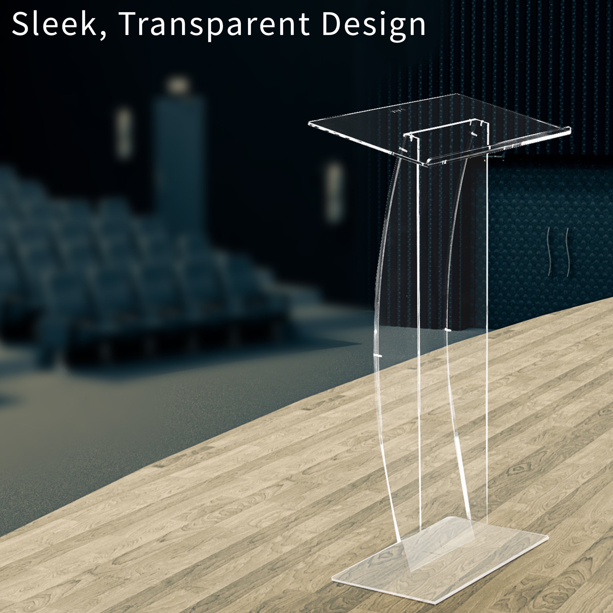 Acrylic Podium Stand, Sleek Transparent Professional Presentation Lectern with 27 inch Reading Surface Platform