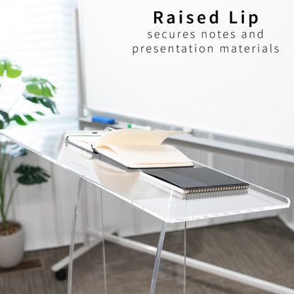 Acrylic Podium Stand, Sleek Transparent Professional Presentation Lectern with 27 inch Reading Surface Platform