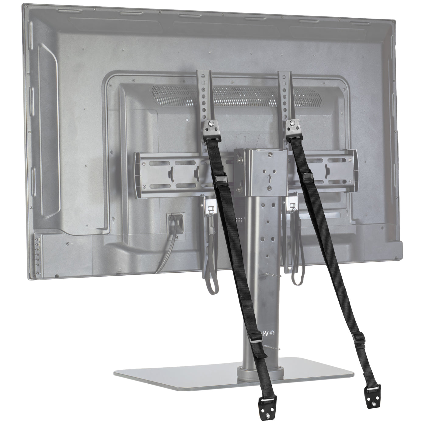 Heavy-duty strap cable management for extra secure TV mounting.