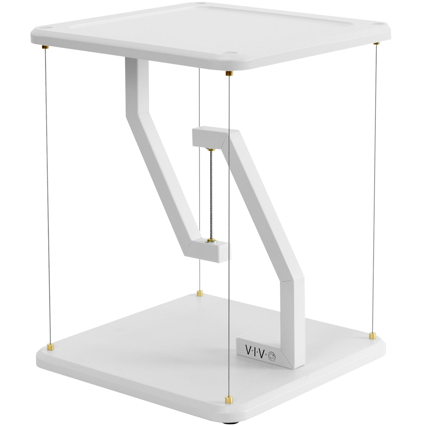 Modern tensegrity anti-gravity floating speaker stand for improved sound and display.