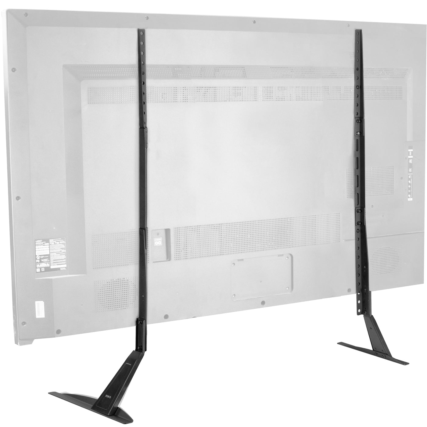 A TV stand with three height settings. 