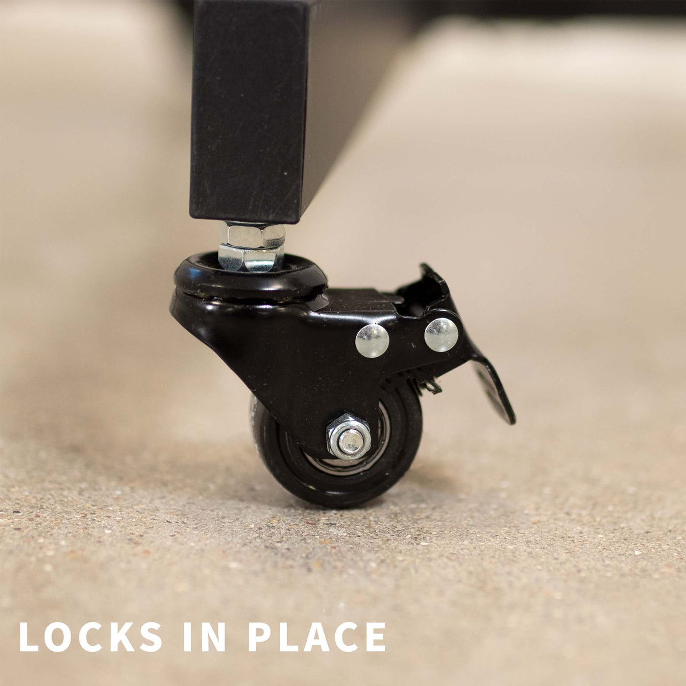 Lock cart in place with locking caster wheels.