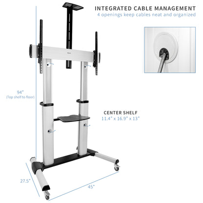 Integrated cable management to keep cords neat and tidy.