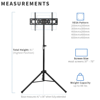 Sturdy portable tripod TV stand.