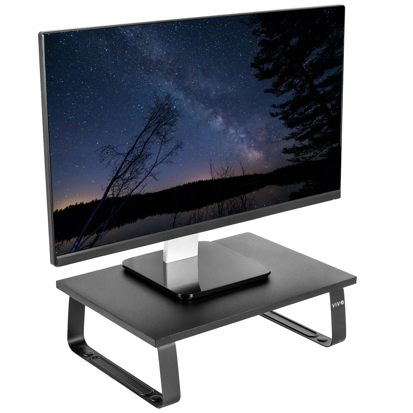 Sturdy tabletop riser for laptop or monitor for comfortable viewing.