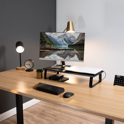 Elevate your monitor a couple of inches off your desktop for a more eye-level view.