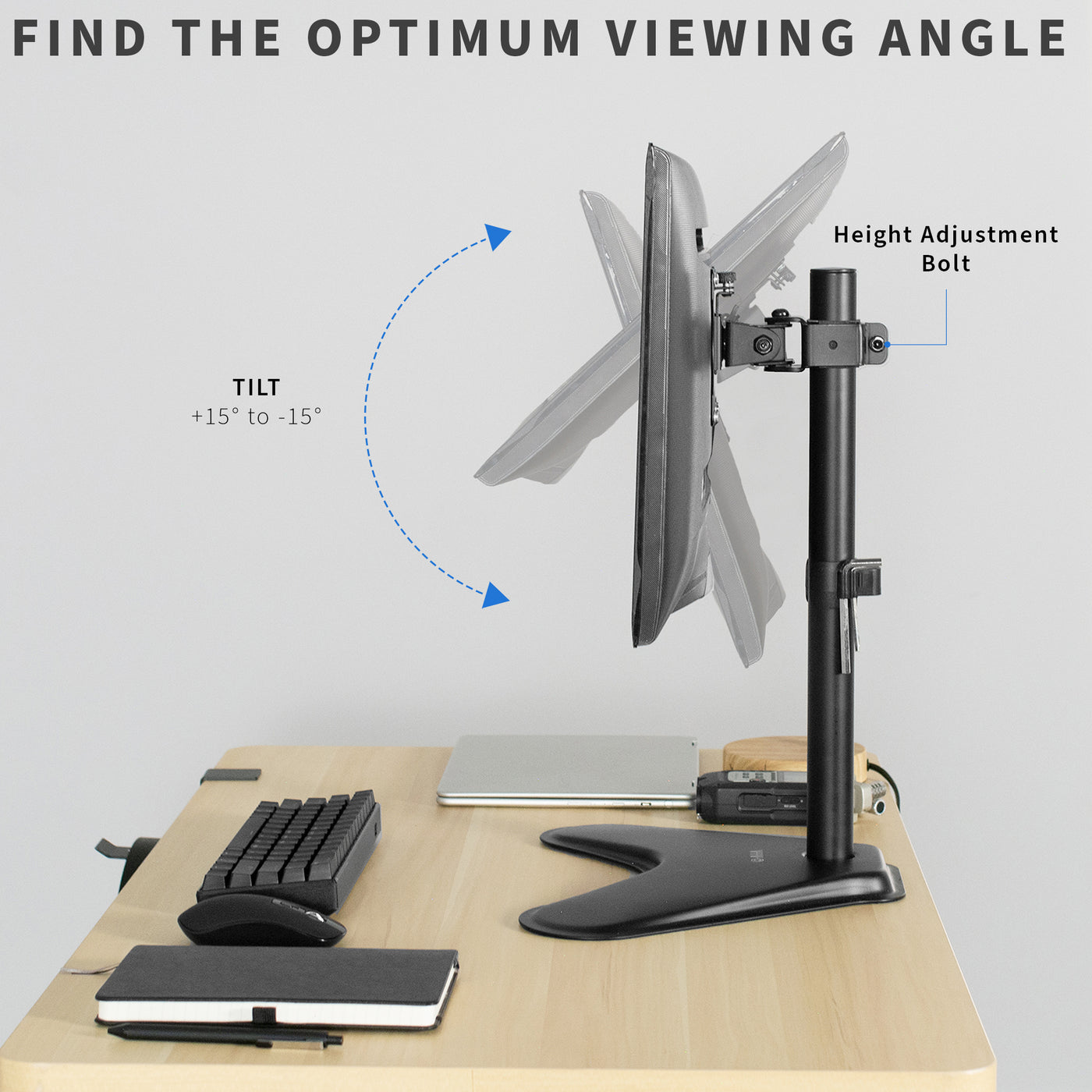 With tilt and adjustment movements for optimum viewing.