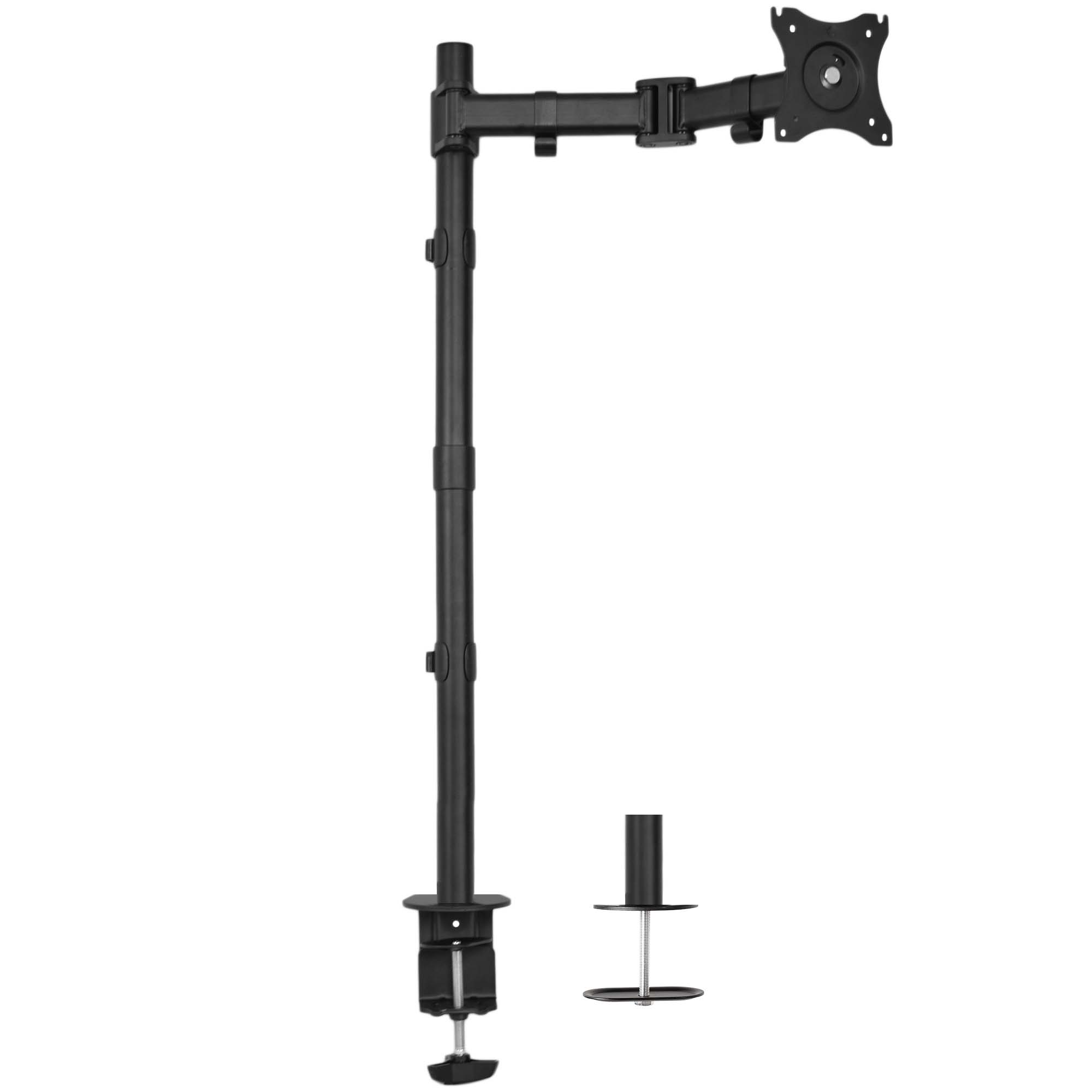 Extra tall sturdy adjustable single monitor ergonomic desk mount for office workstation.