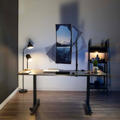 Extra tall sturdy adjustable single monitor ergonomic desk mount for office workstation.