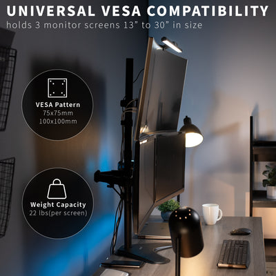Universal VESA Compatible Triple Monitor Desk Stand