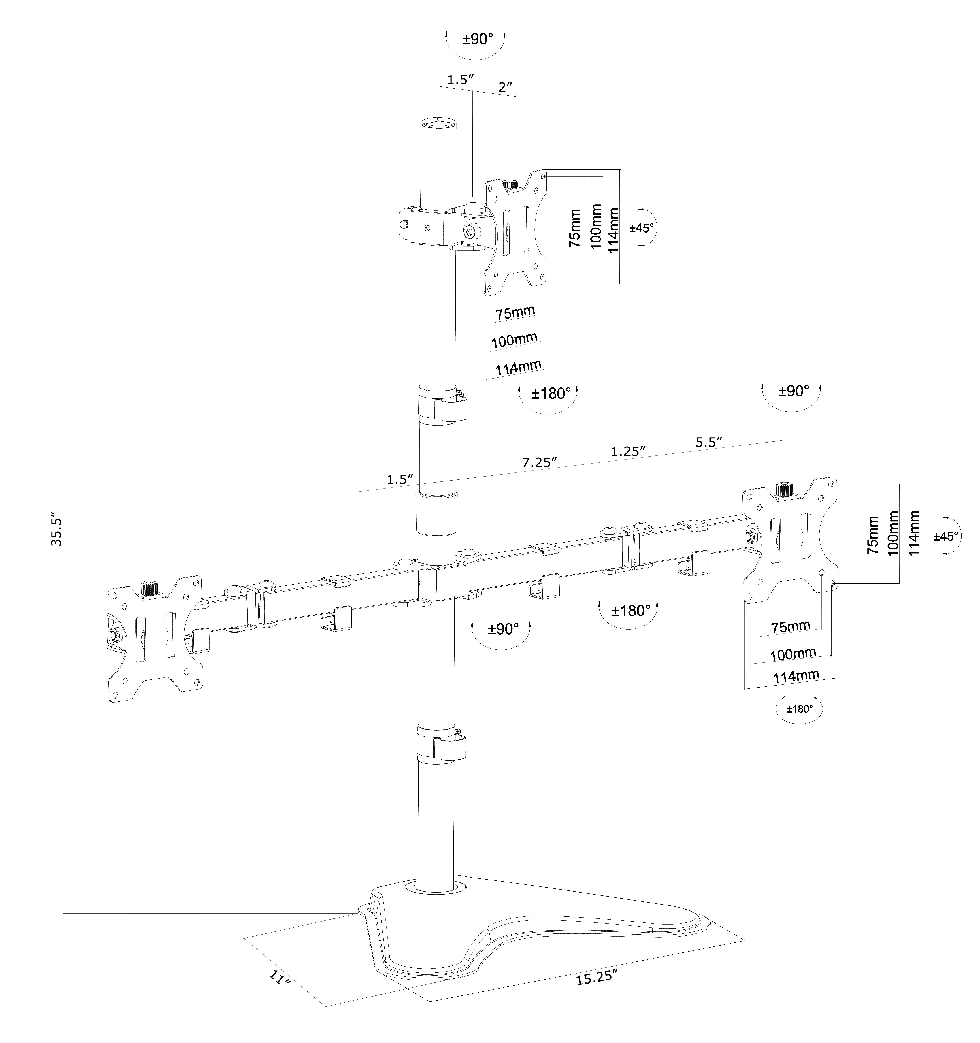 Triple Monitor Desk Stand