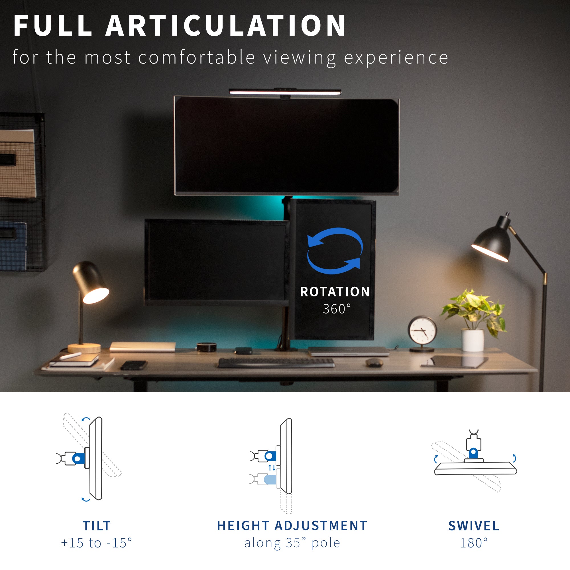 Articulating Triple Monitor Desk Mount