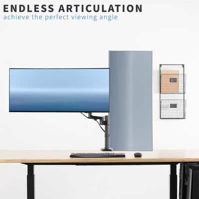 Adjustable Pneumatic Arm Single Monitor Desk Mount