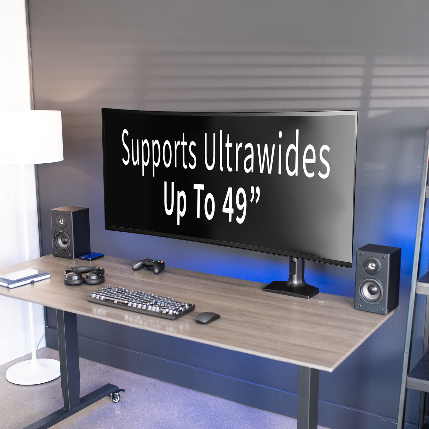 Supports ultrawide and curved monitors for office space convenience.