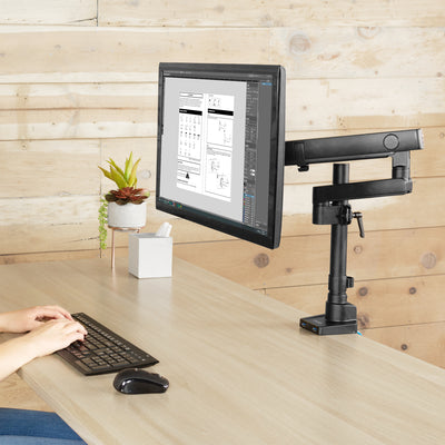 Pneumatic Arm Single Monitor Desk Mount with USB