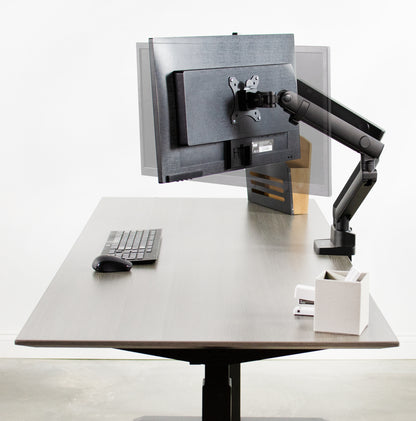 Pneumatic Arm Dual Monitor Desk Mount