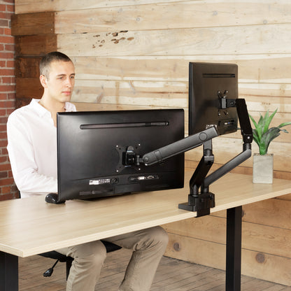 Pneumatic Arm Dual Monitor Desk Mount